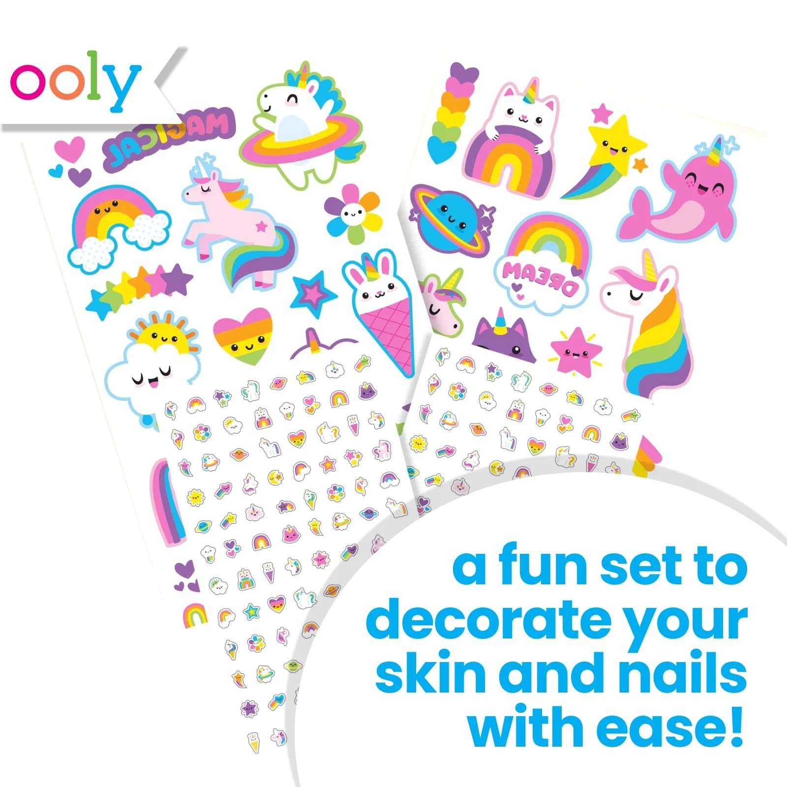 OOLY rainbow nail stickers pack for quick, safe dress-up