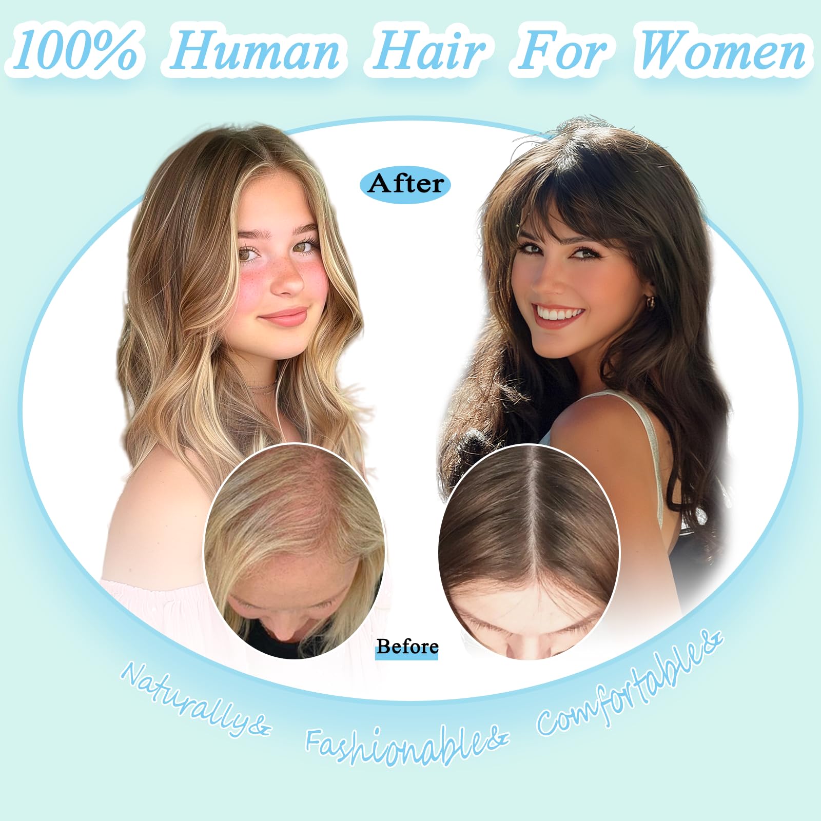 OOPPOO dark brown 14-inch topper complements natural shades and styling