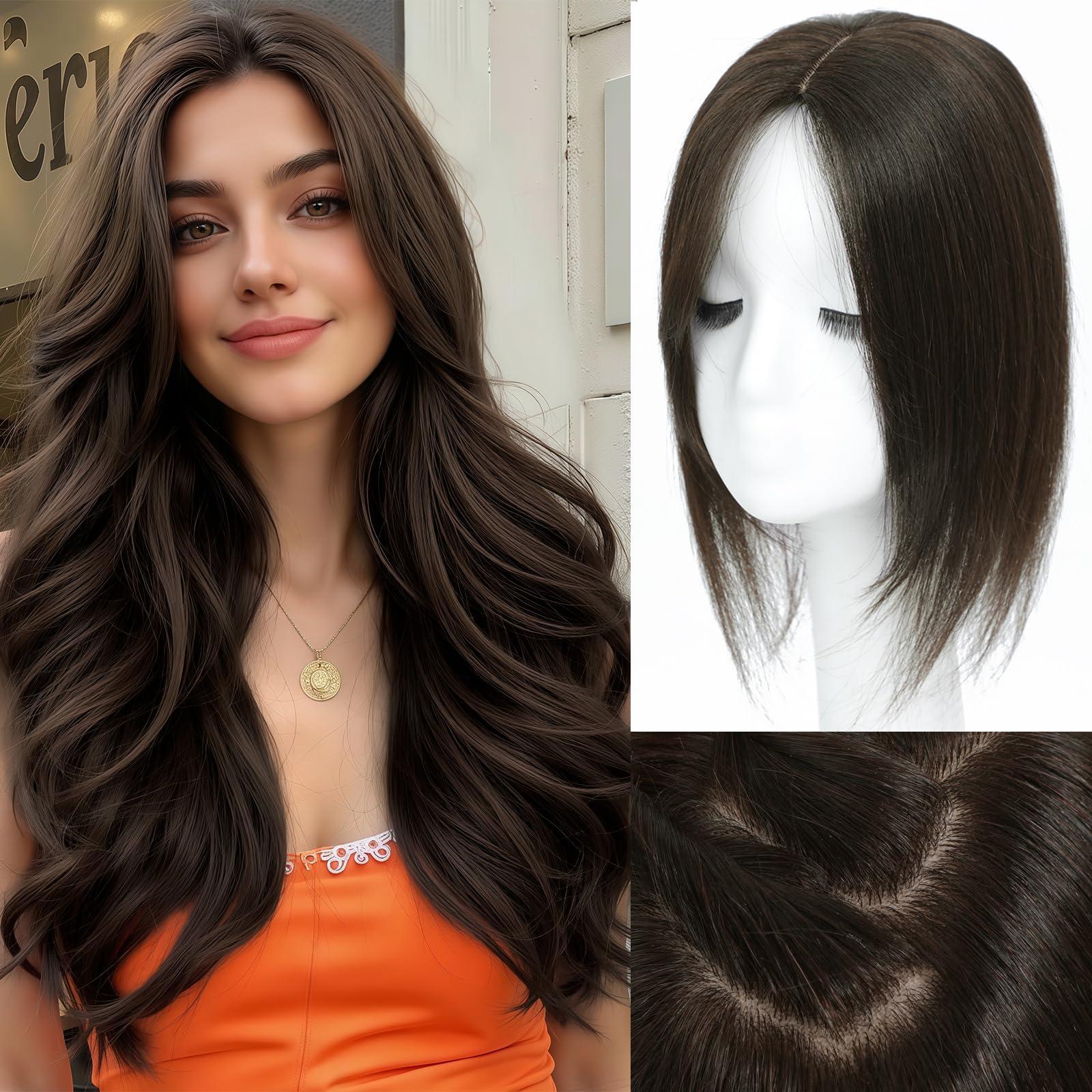 OOPPOO real human hair topper offers natural-looking coverage and seamless blend