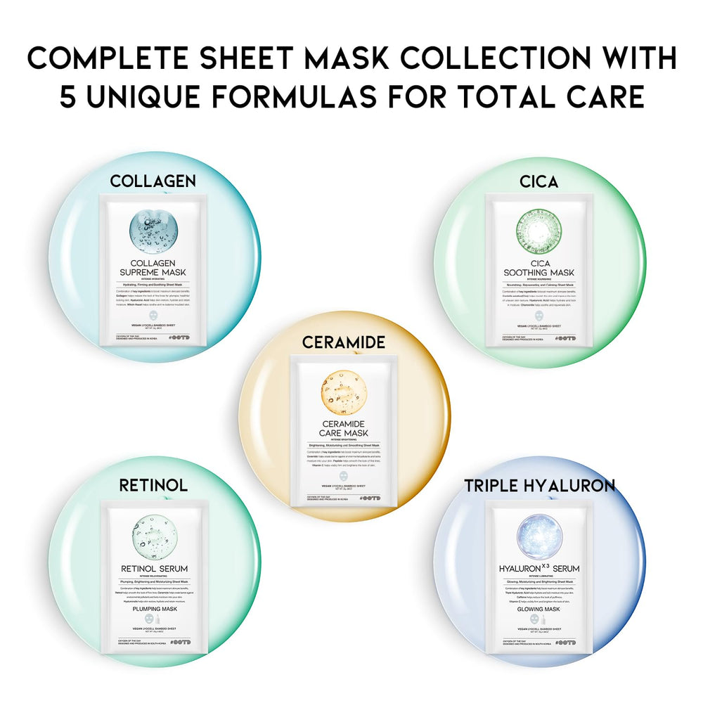 OOTD 50Combo sheet mask provides calming, soothing relief for stressed skin.