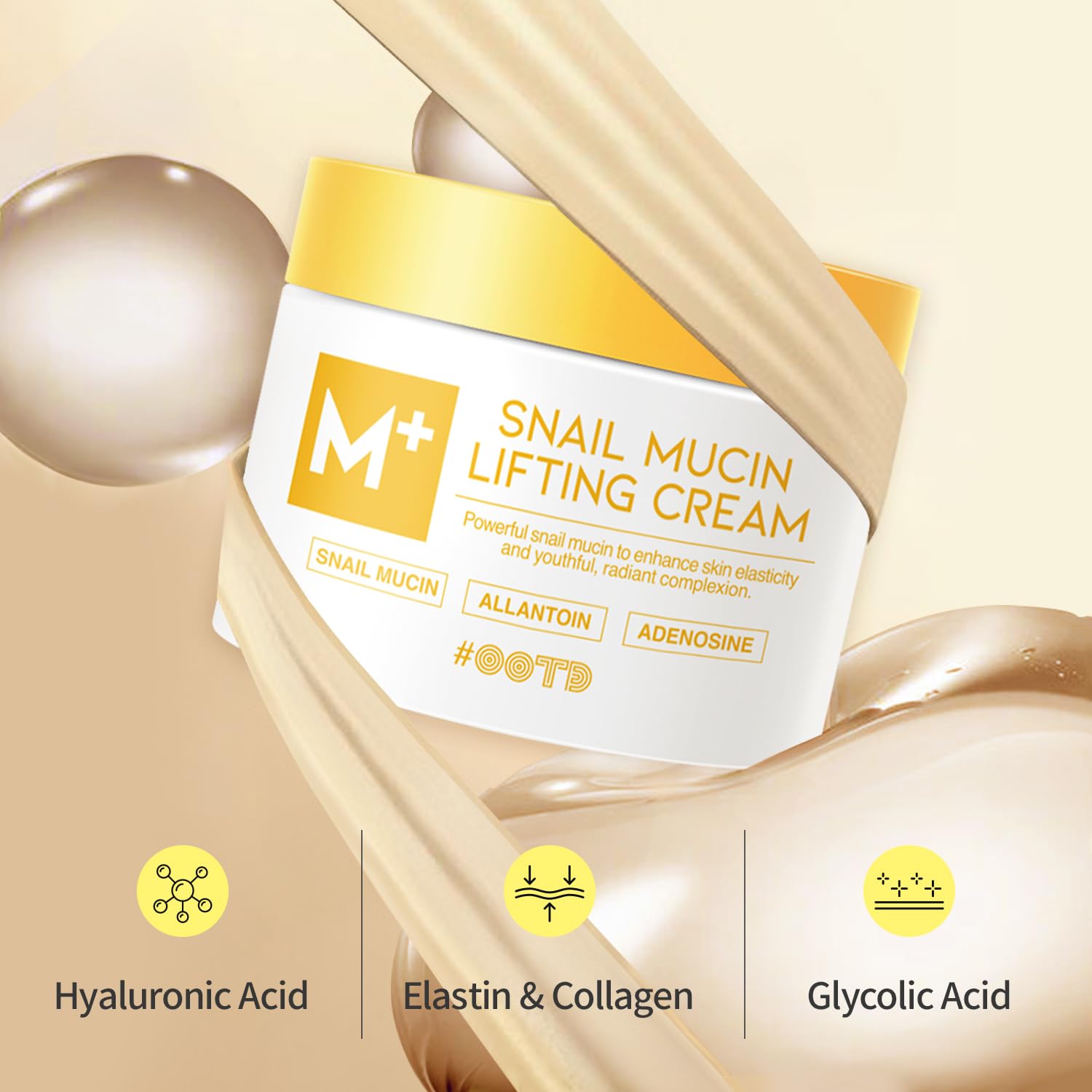 OOTD Snail Mucin Cream dermatologist-tested label closeup, fragrance-free formula.