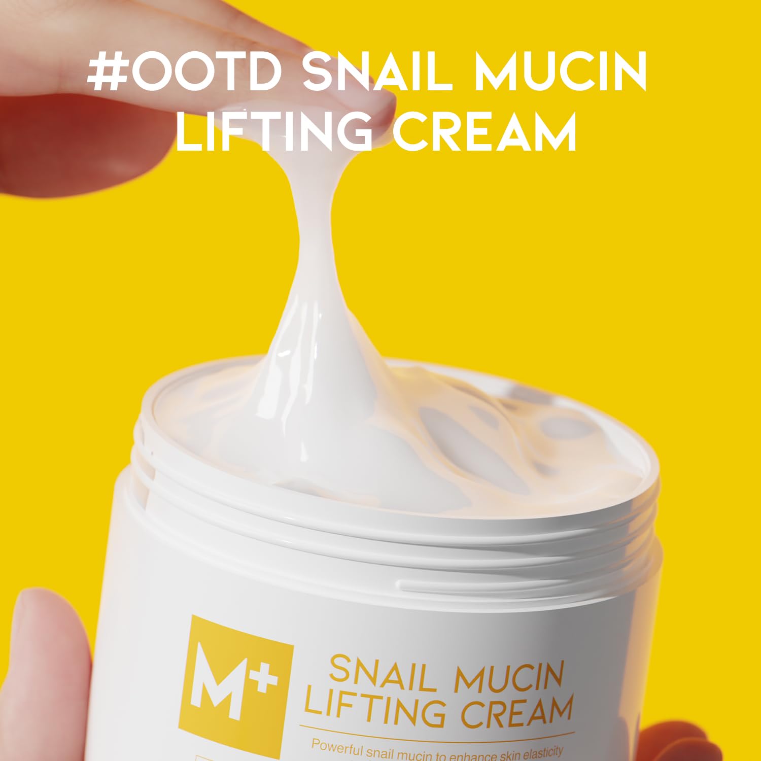 OOTD Snail Mucin Cream texture closeup reveals silky finish for smooth skin.