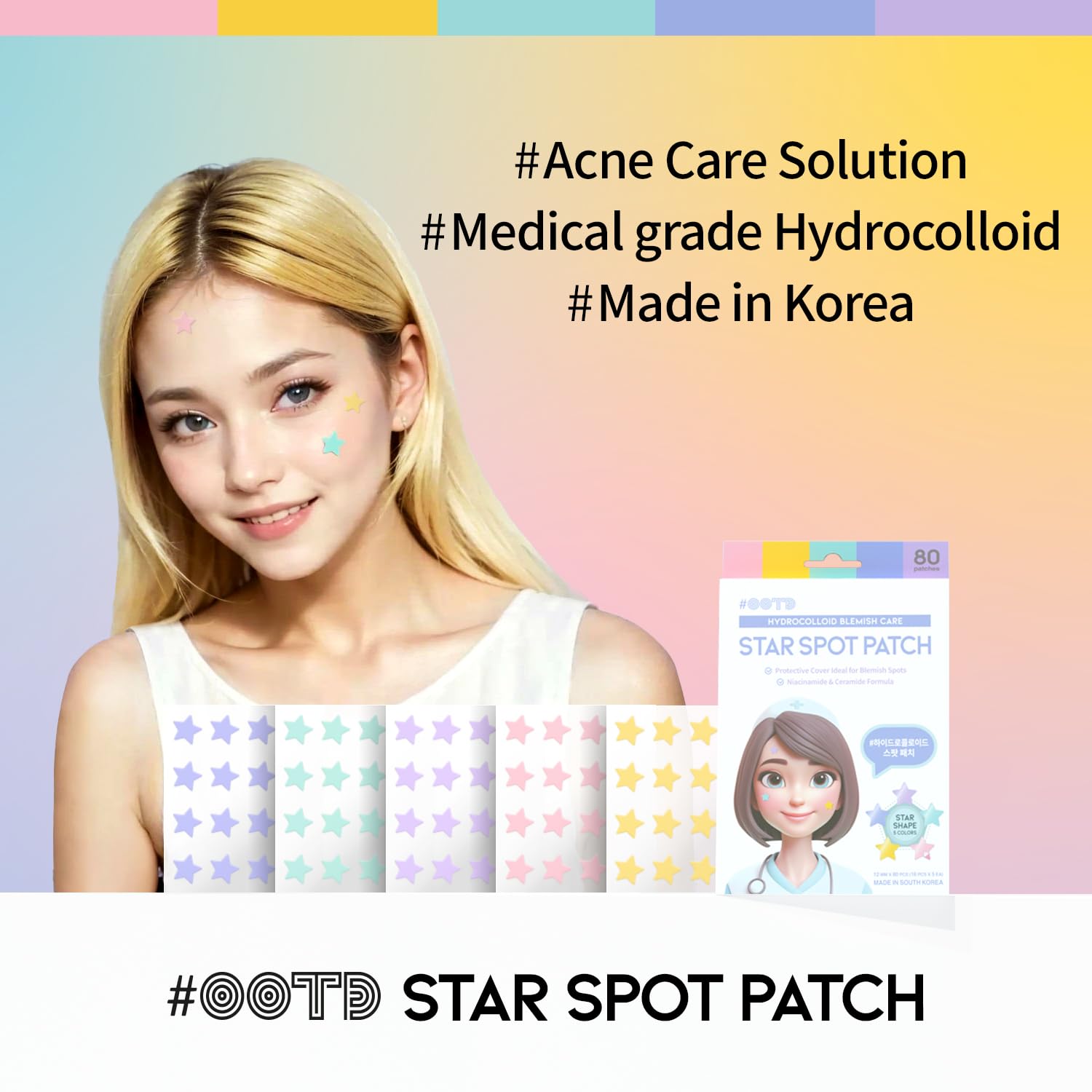 ootd star-pimple-patches colors palette showing pastel options for discreet daytime wear
