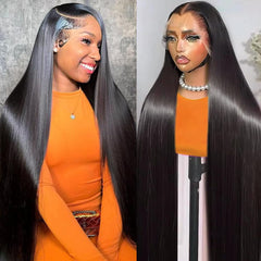 OOVVDA 30-inch lace-front wig straight hair side view enhances natural silhouette.