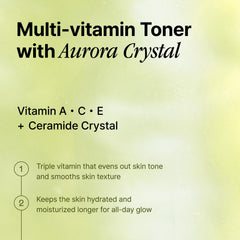 OOZNARY Vita 3 Aurora Crystal Complex close-up highlighting shimmering particles for radiance.