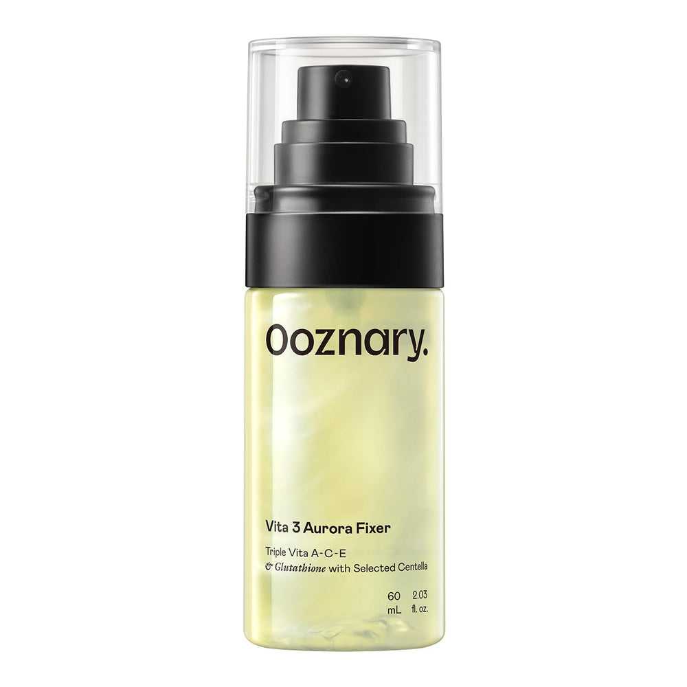 OOZNARY Vita 3 Aurora Toner bottle glows for even tone prep.