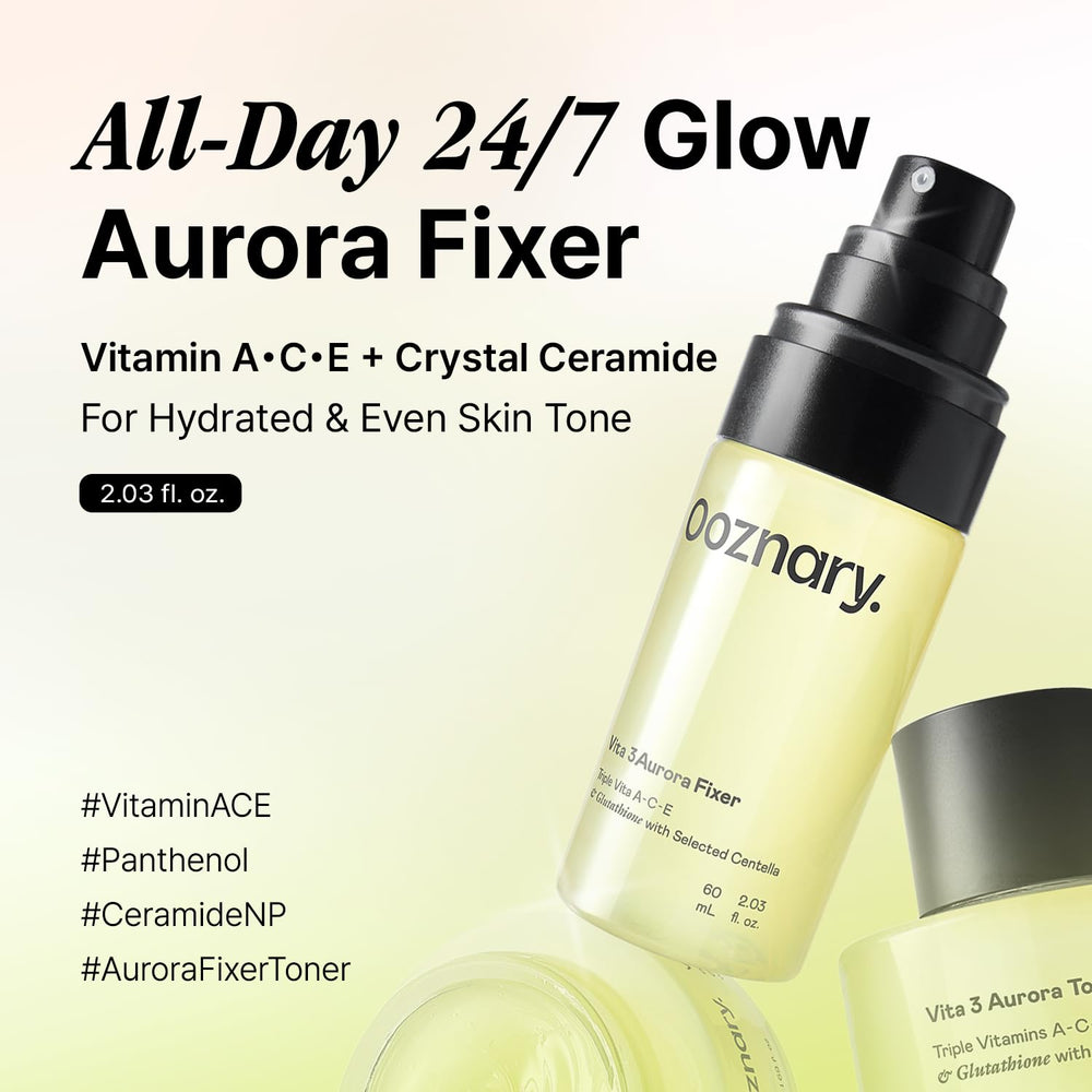 OOZNARY Vita 3 Aurora Toner swirl shows texture for hydration and glow.