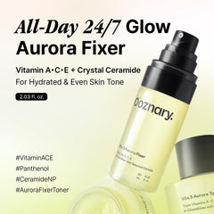 OOZNARY Vita 3 Aurora Toner swirl shows texture for hydration and glow.