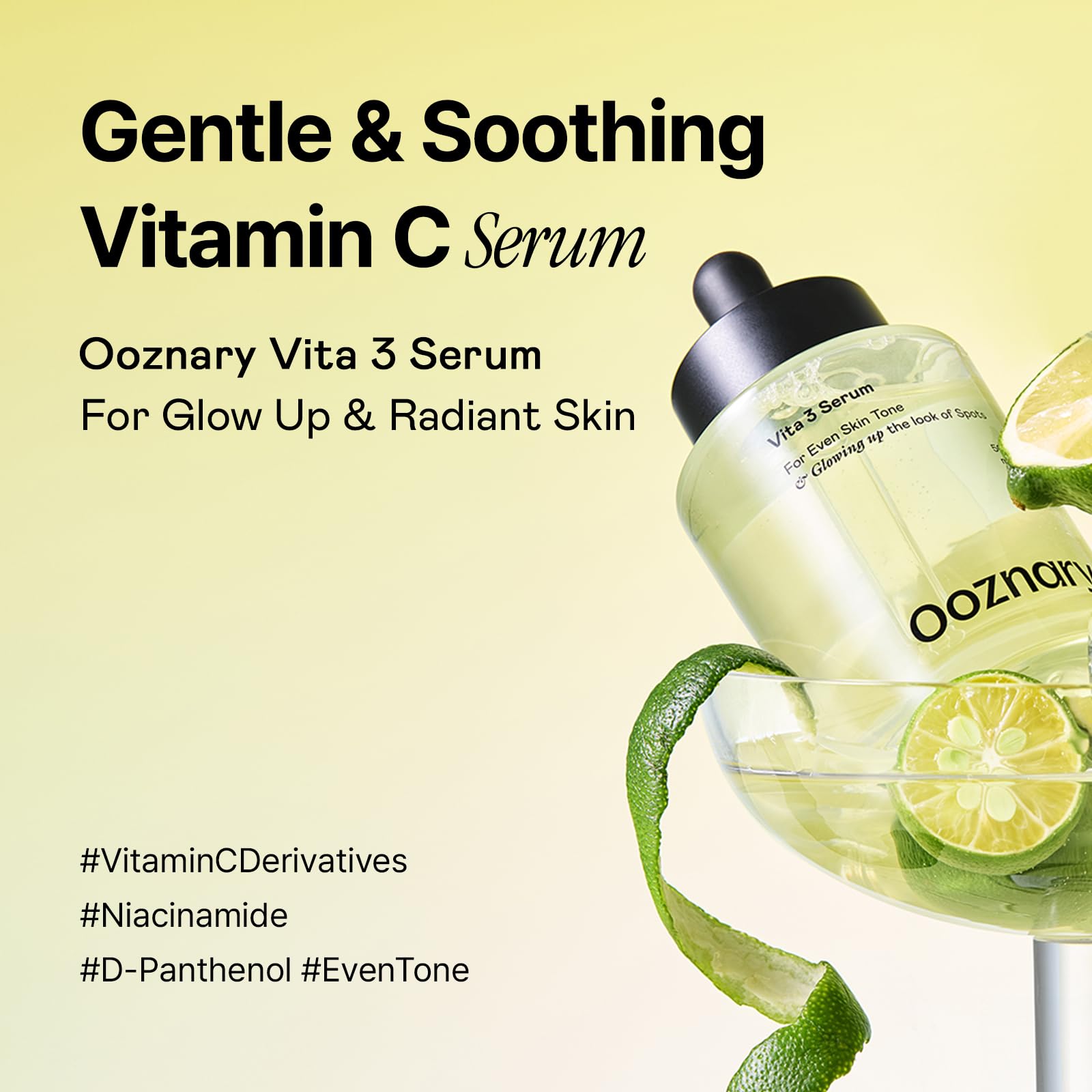 OOZNARY Vita 3 serum dropper application demonstrates easy, clean use.