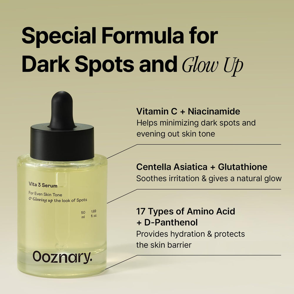 OOZNARY Vita 3 serum Madecassoside focus soothes irritated skin.