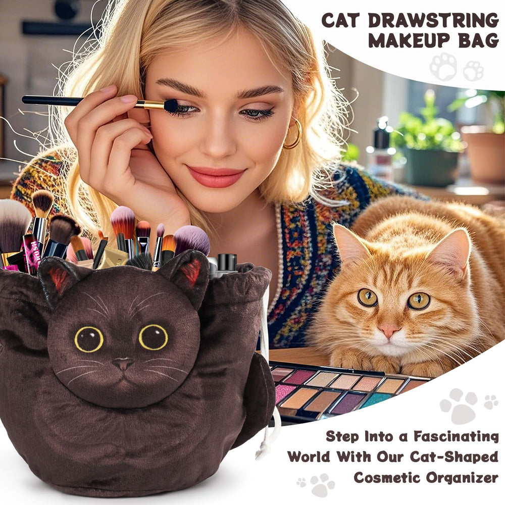 Openhahaha cat face 3d design makeup bag adds playful style and quick item finding