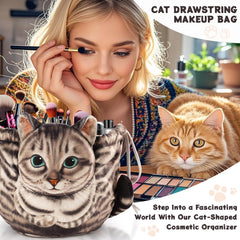 Openhahaha cat makeup bag 3D head design for playful storage