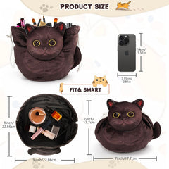 Openhahaha cat makeup bag with drawstring closure helps prevent spills.