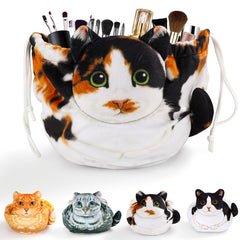 Openhahaha cat makeup bag with drawstring keeps cosmetics secure during travel
