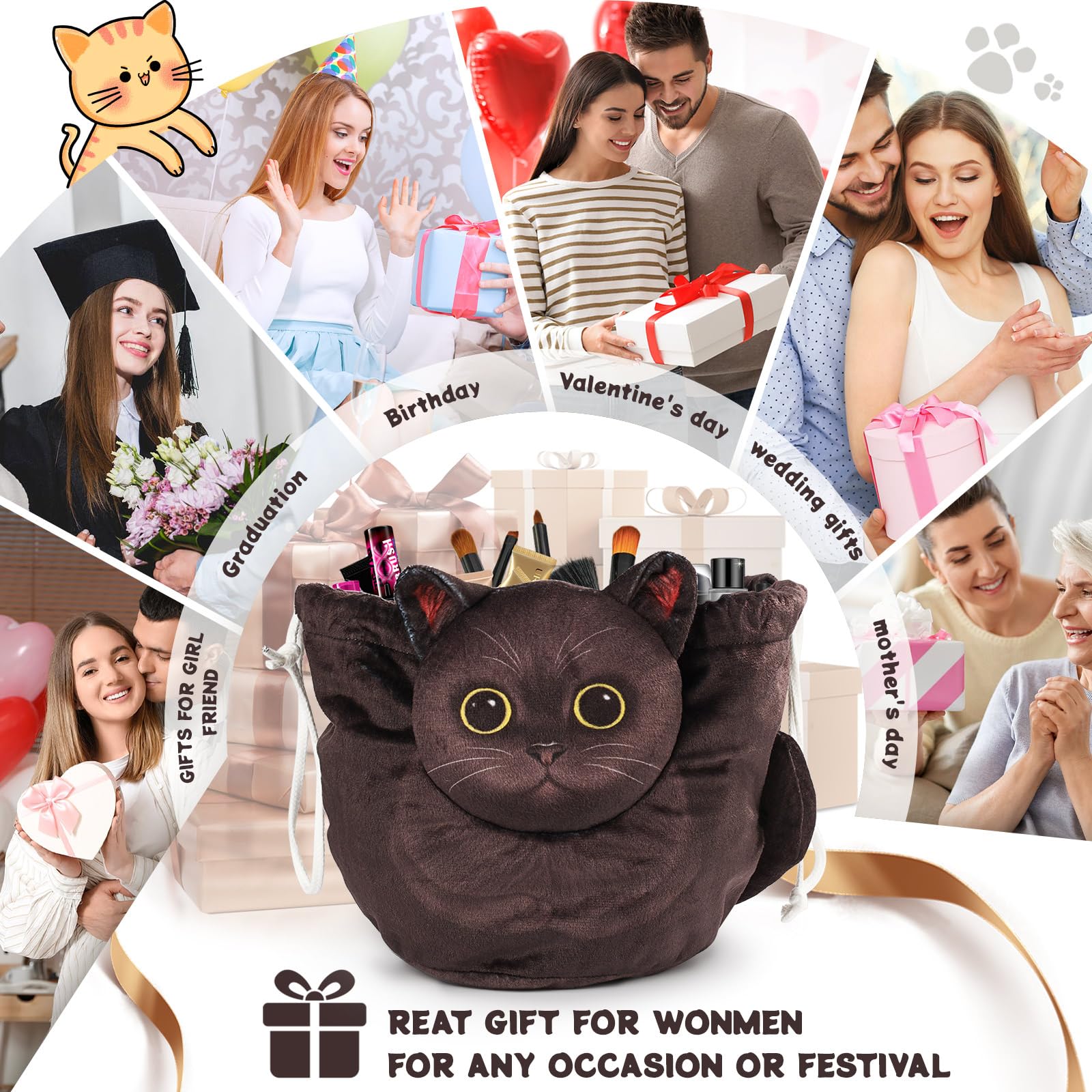 Openhahaha cat themed cosmetic bag for women on the go keeps essentials organized