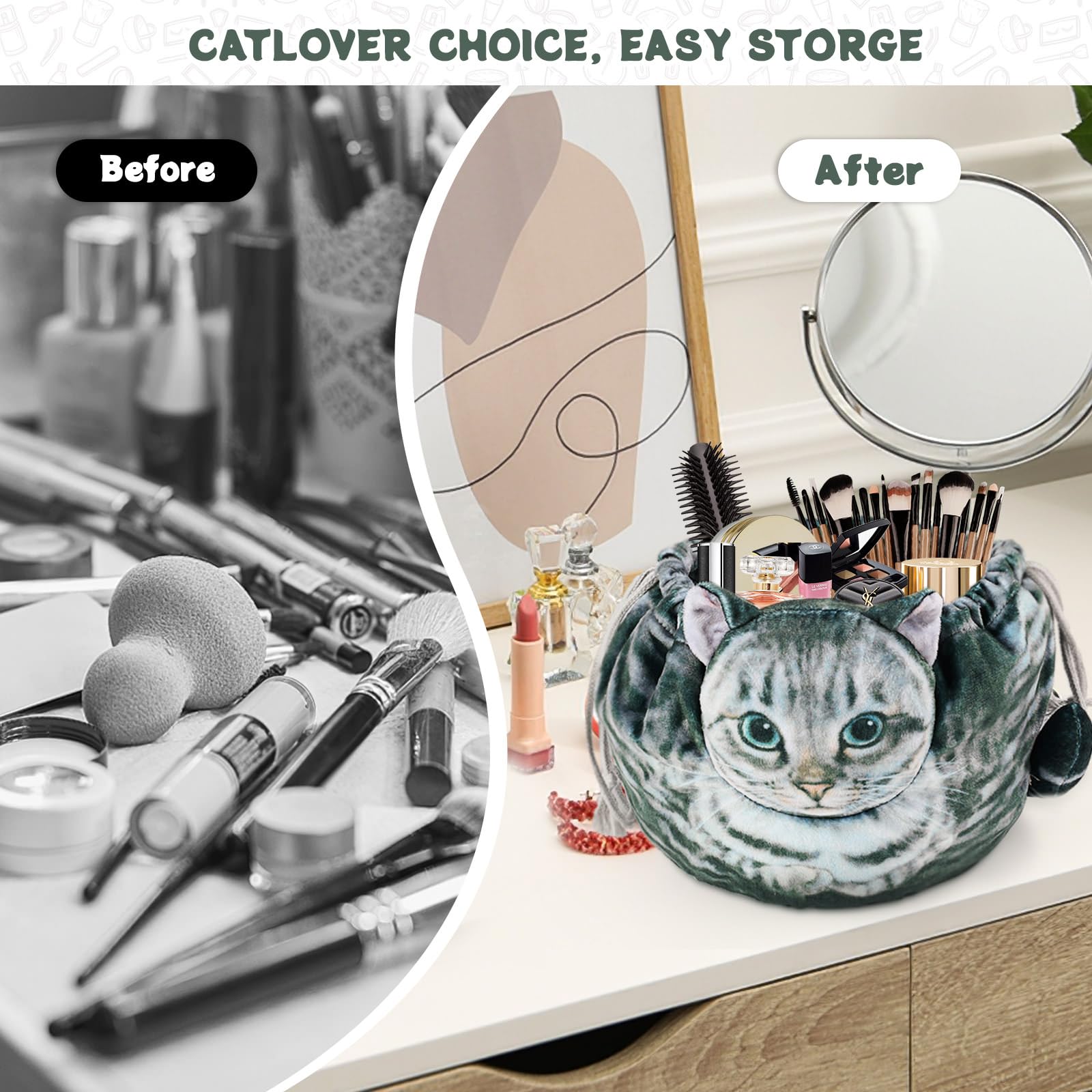 Openhahaha cat-themed makeup bag ideal for gym sessions and travel use