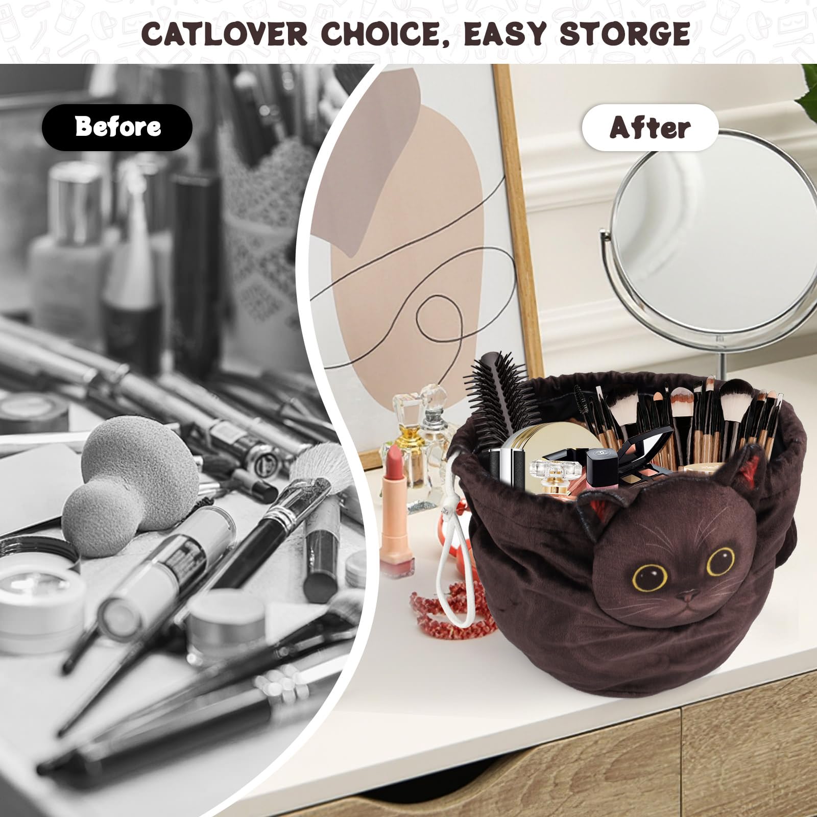 Openhahaha compact cosmetic pouch for travel saves space and keeps items in reach