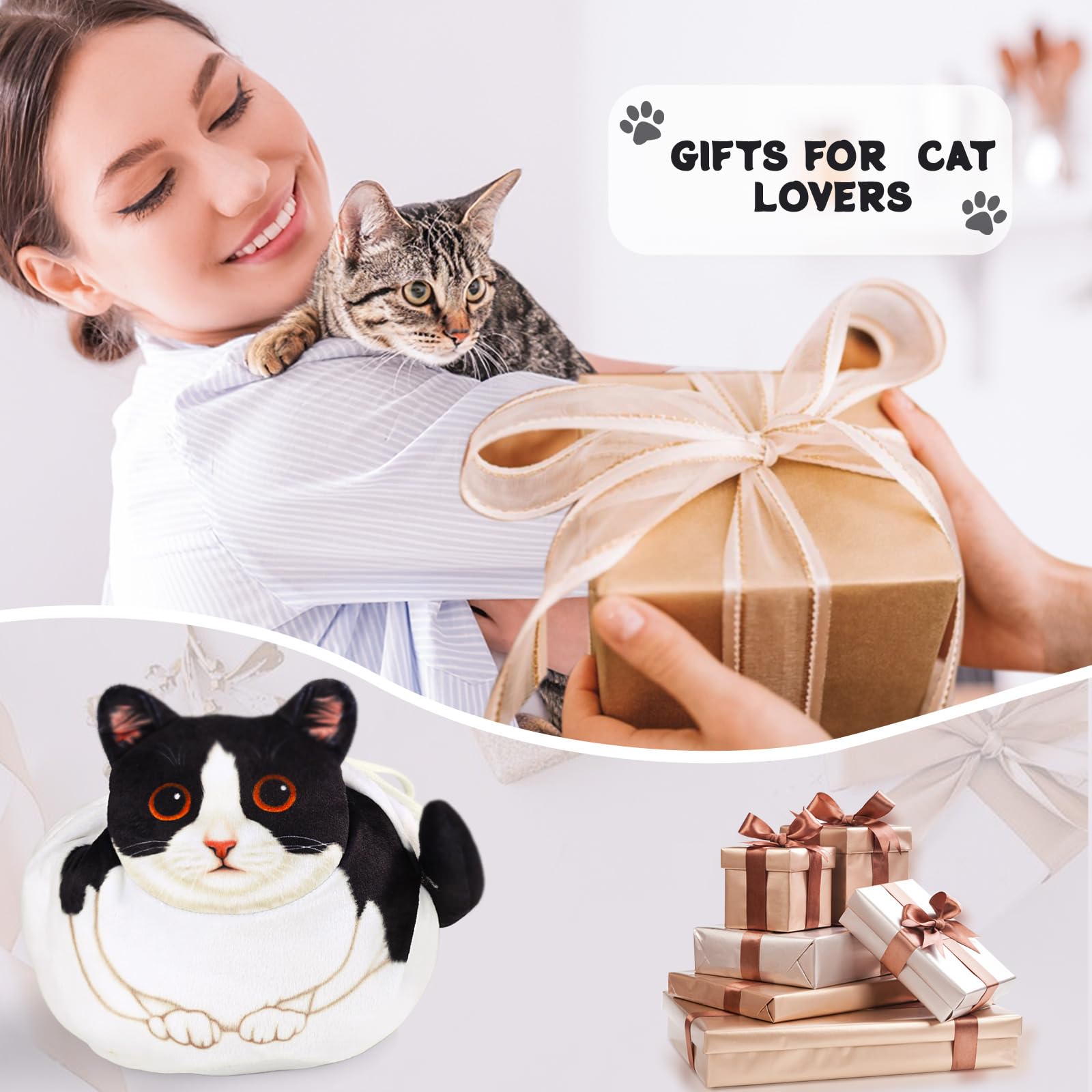 Openhahaha cute cat face detail adds personality to makeup storage accessory.