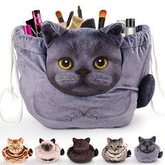 Openhahaha drawstring makeup bag with cat head design for easy access during quick routines.