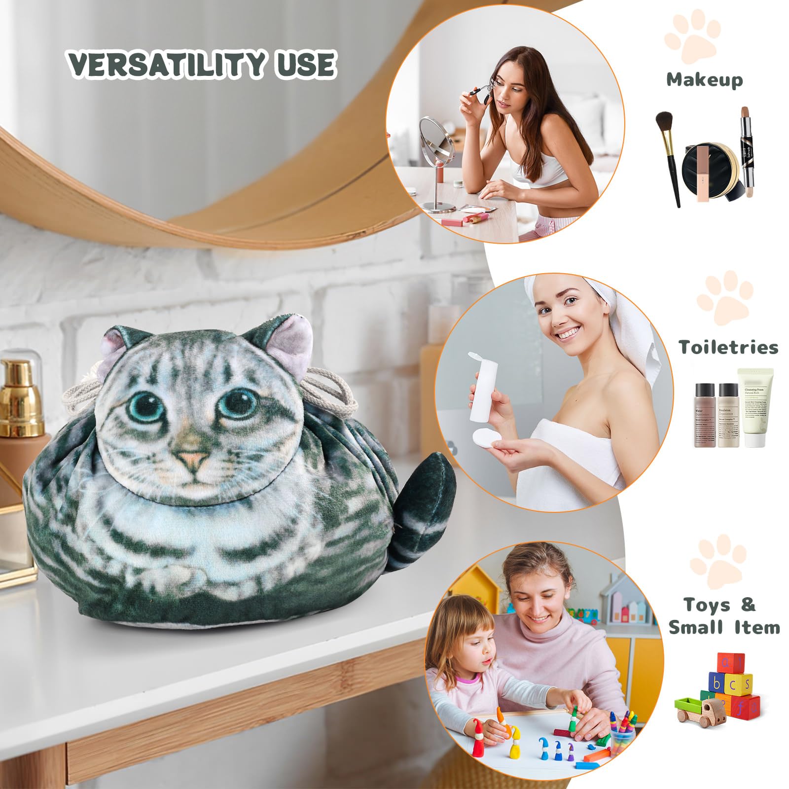 Openhahaha nine designs cat makeup bag for versatile beauty organization
