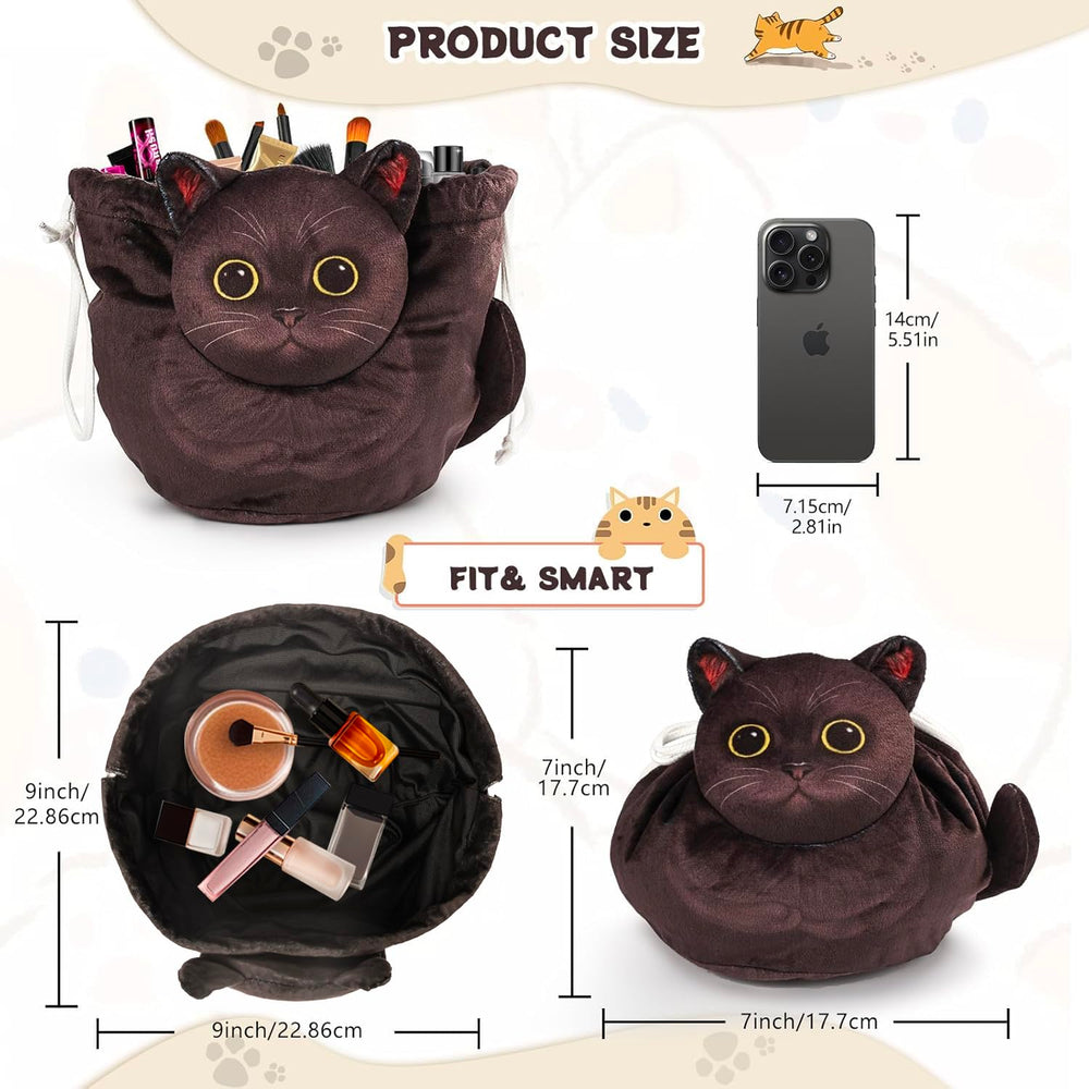 Openhahaha open top cat makeup bag interior shows organized compartments