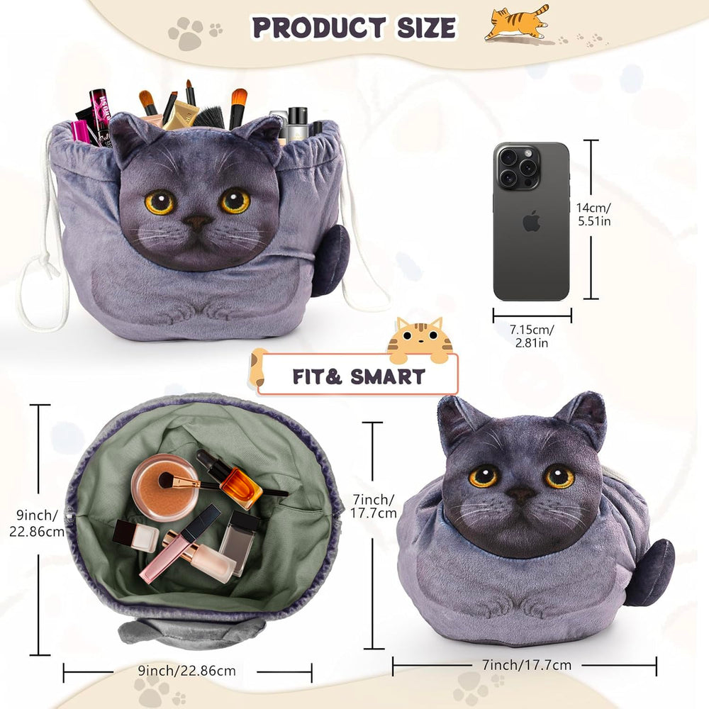 Openhahaha polyester cat makeup bag keeps cosmetics protected and tidy.