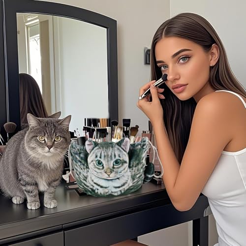 Openhahaha soft fabric and playful cat design makeup bag for everyday use