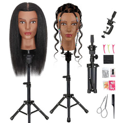 Opini 18-Inch Real-Hair Head closeup for braiding practice.