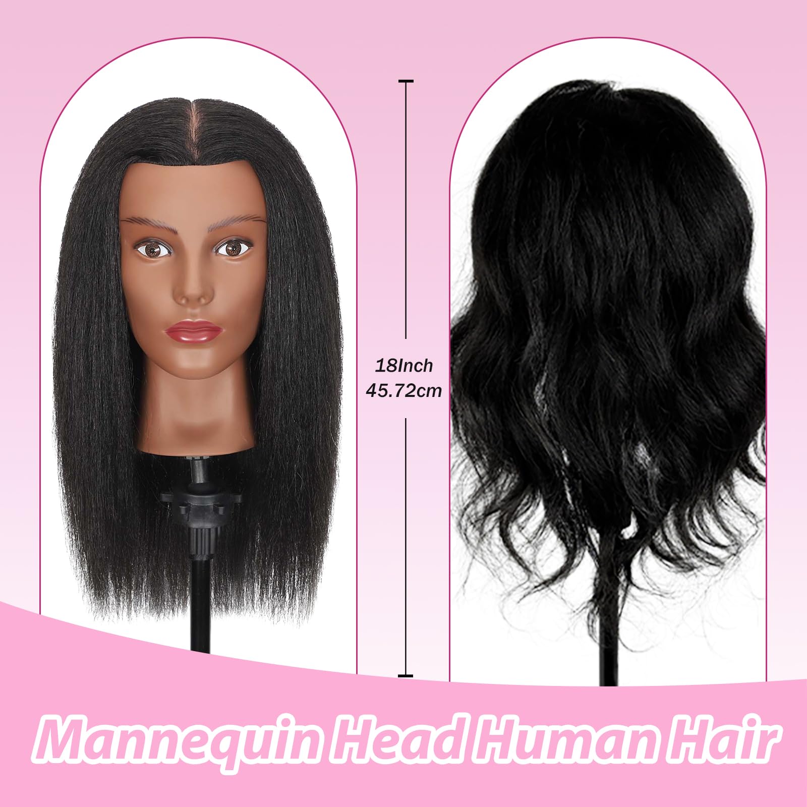 Opini 18-inch black hair closeup highlights natural shine and thickness.