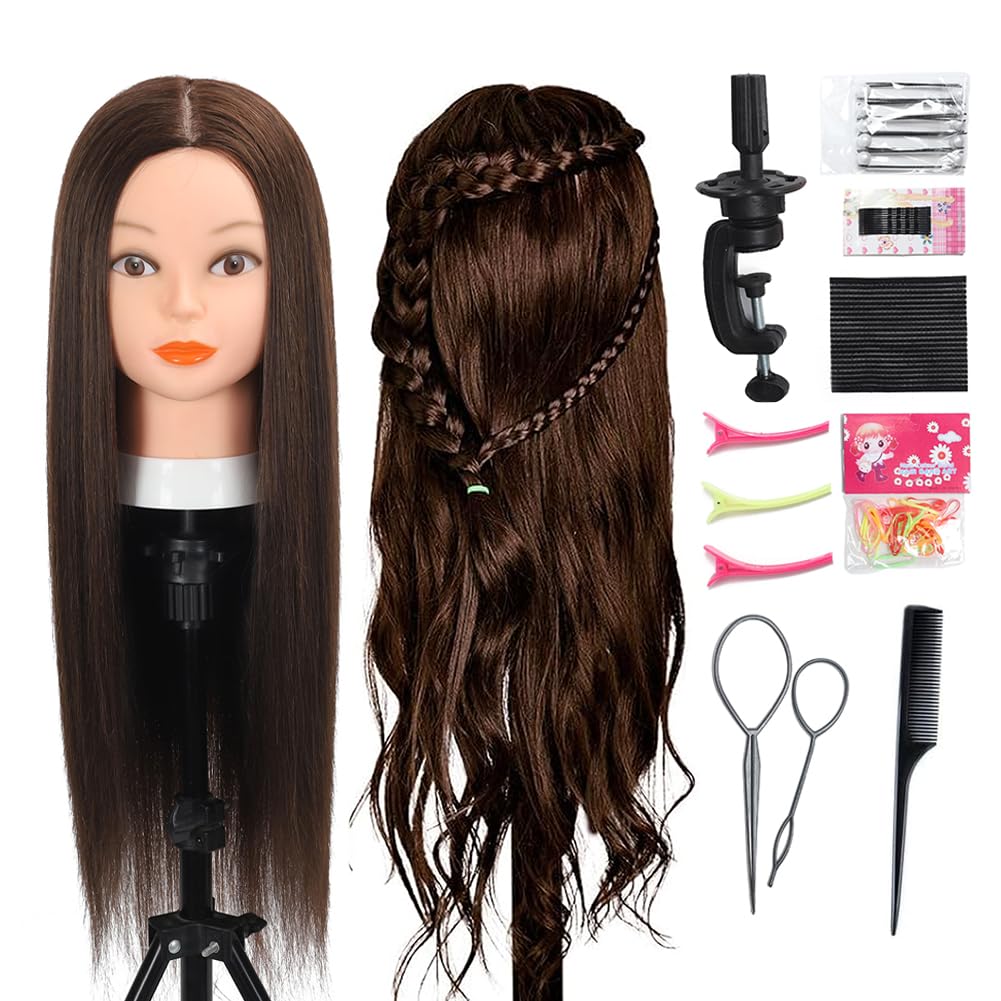 Opini mannequin head with full length hair for realistic styling practice