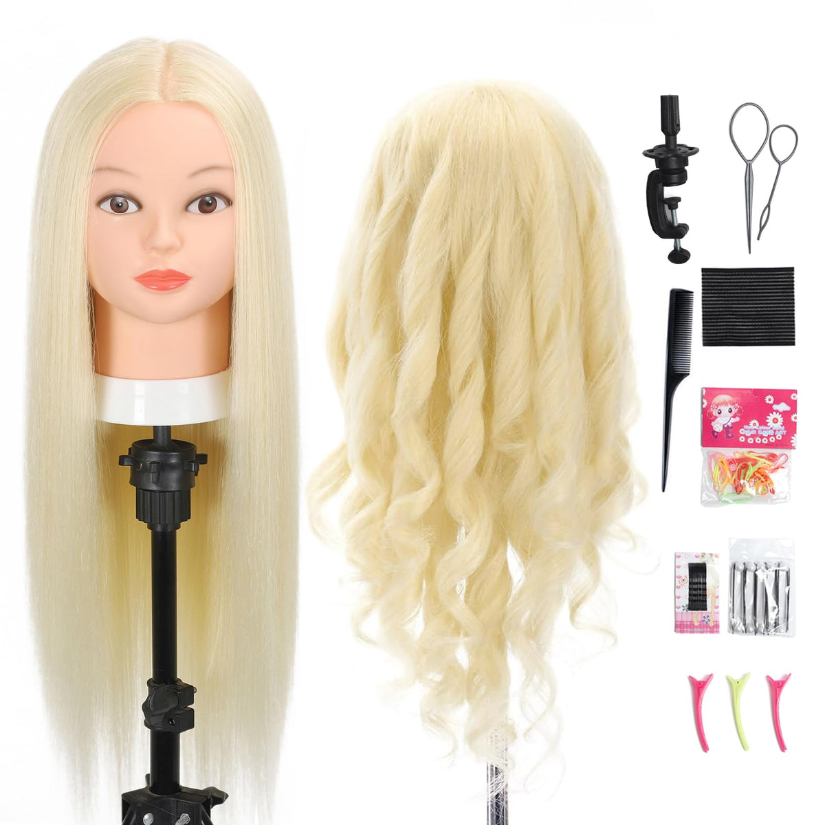 Opini mannequin head real hair 26in 613 blonde for practice and styling