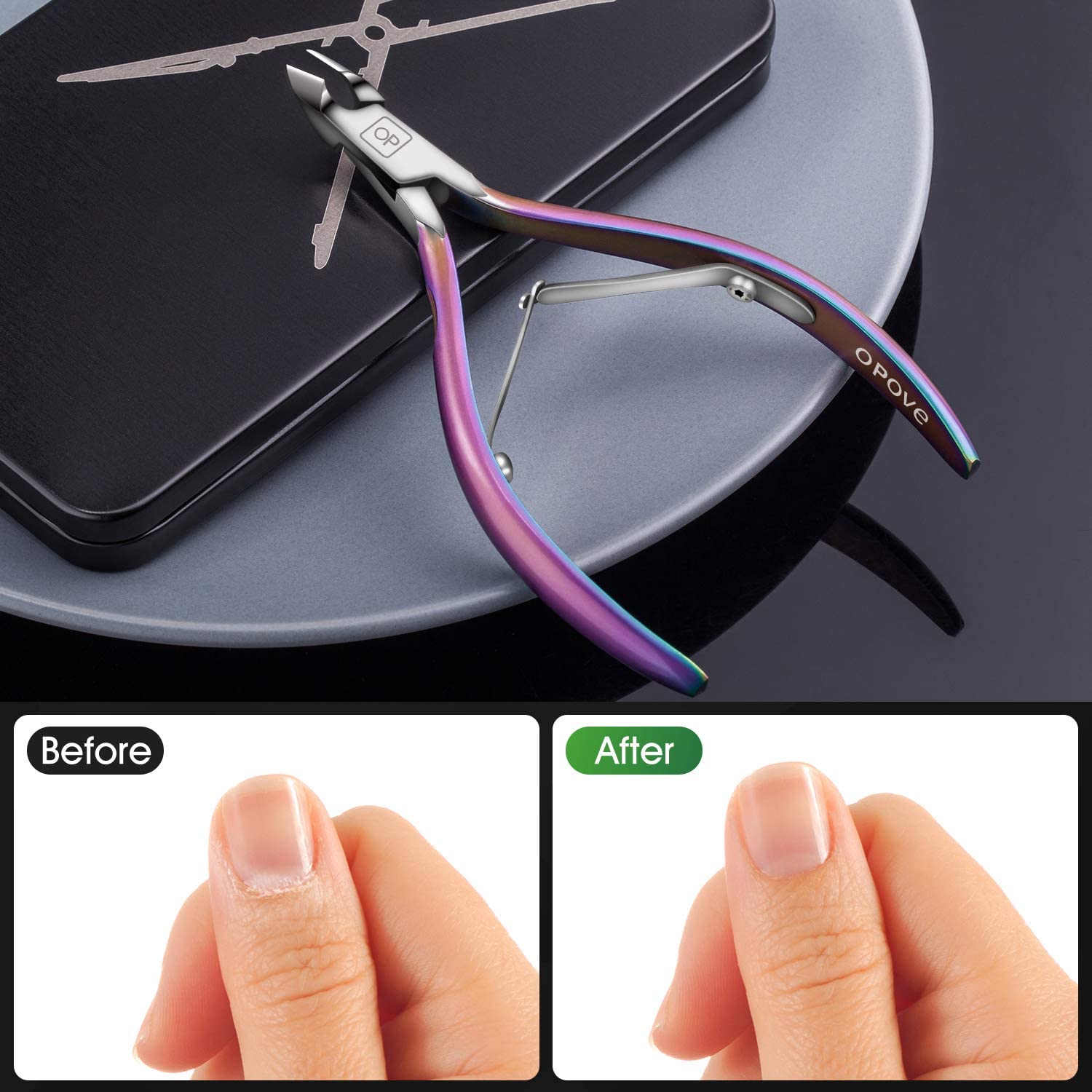 opove x7 hangnail remover in use demonstrates safe at-home cuticle care