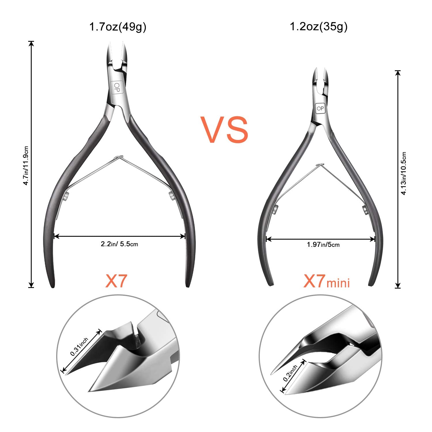 opove X7 mini Space Gray cuticle nippers in hand for close, confident cuts