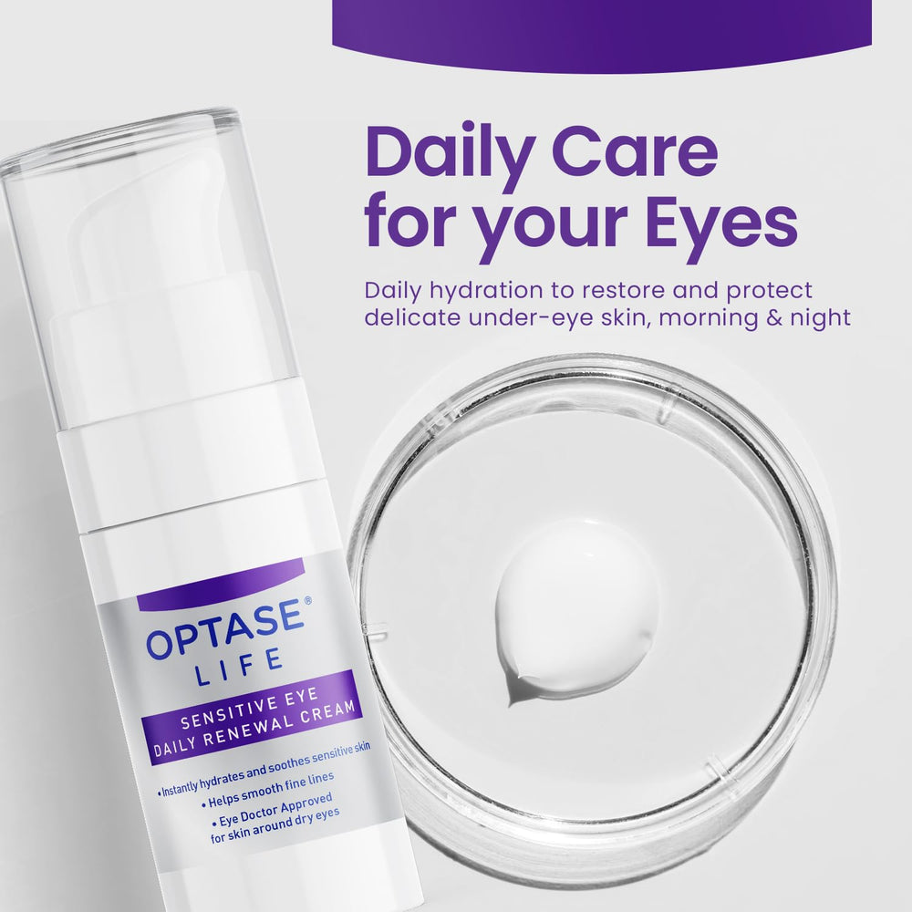 Optase LIFE lightweight formula near the eye with quick absorption for makeup-ready mornings
