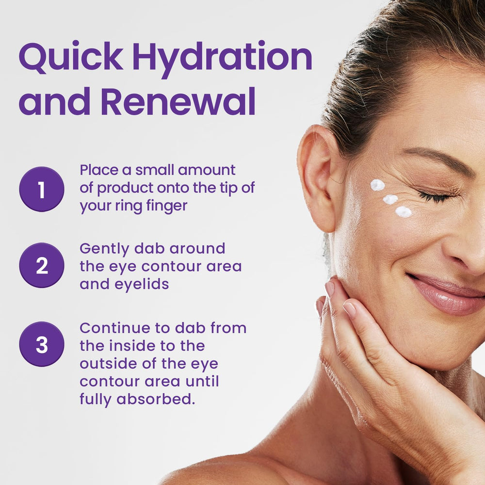 Optase LIFE hydration focus around the eye with visible moisture and calm skin