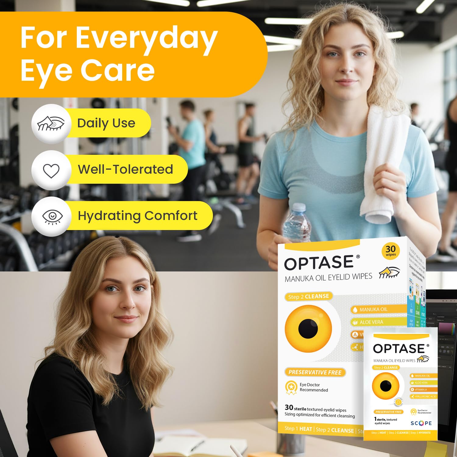 Optase Manuka Oil Eyelid Wipes used for makeup removal and eyelid refreshment.
