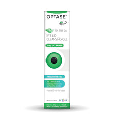 Optase Eyelid Gel closeup on lashes, safe for contact lens wearers