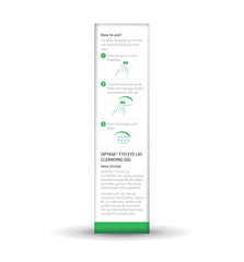 Optase eyelid gel texture shown for sensitive-skin-safe cleansing
