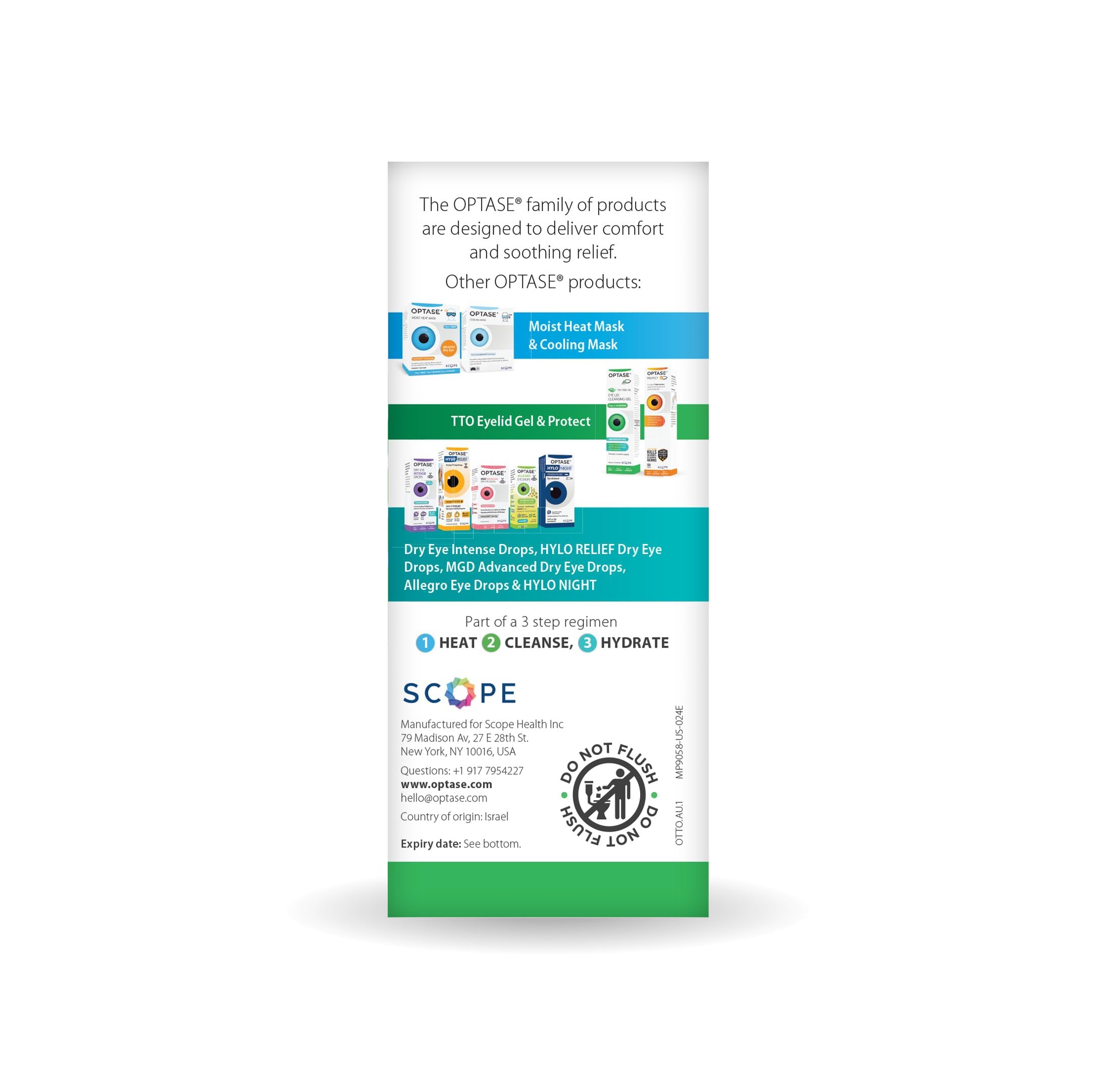 Optase TTO wipes no rinse required for quick refresh.