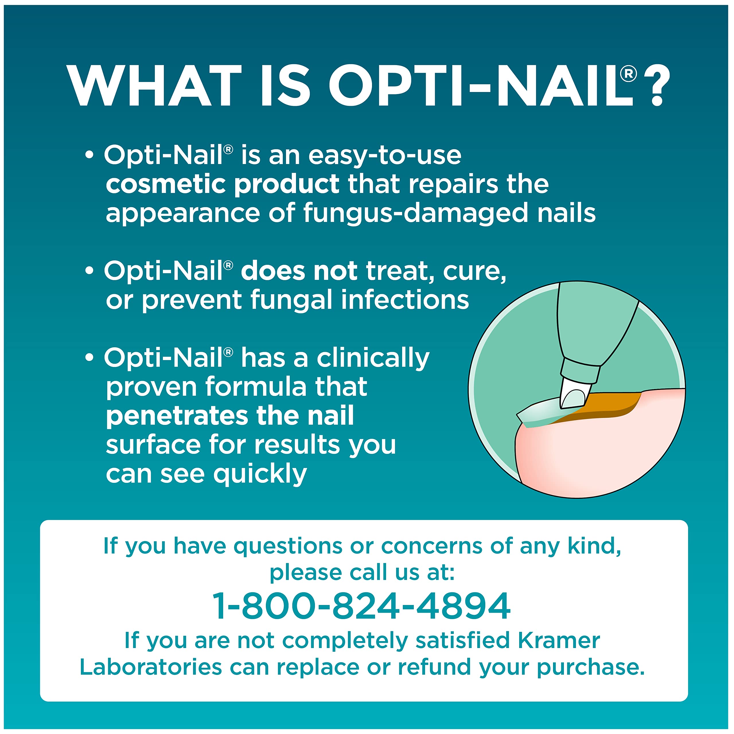 Opti-Nail brightening formula on nails suggests a clearer look.