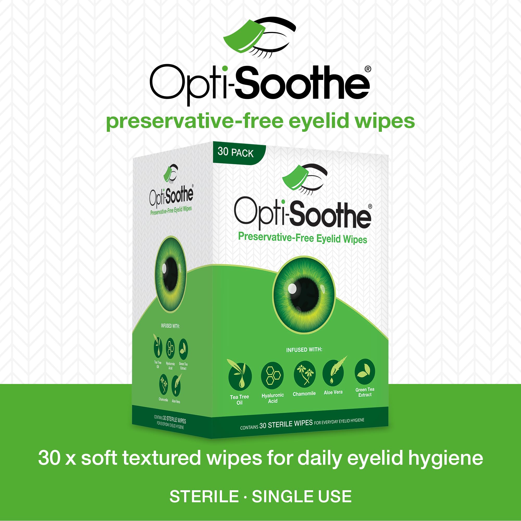 Opti-Soothe single towelette demonstrates easy daily eyelid hygiene.