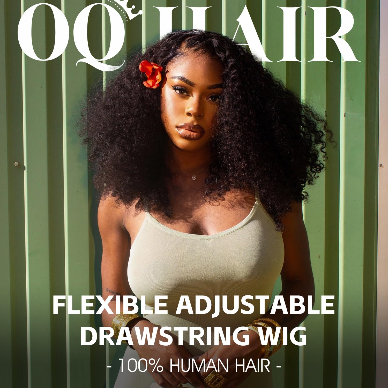 OQ Hair Afro Curly Half Wig 3-in-1 design close-up reveals seamless weave