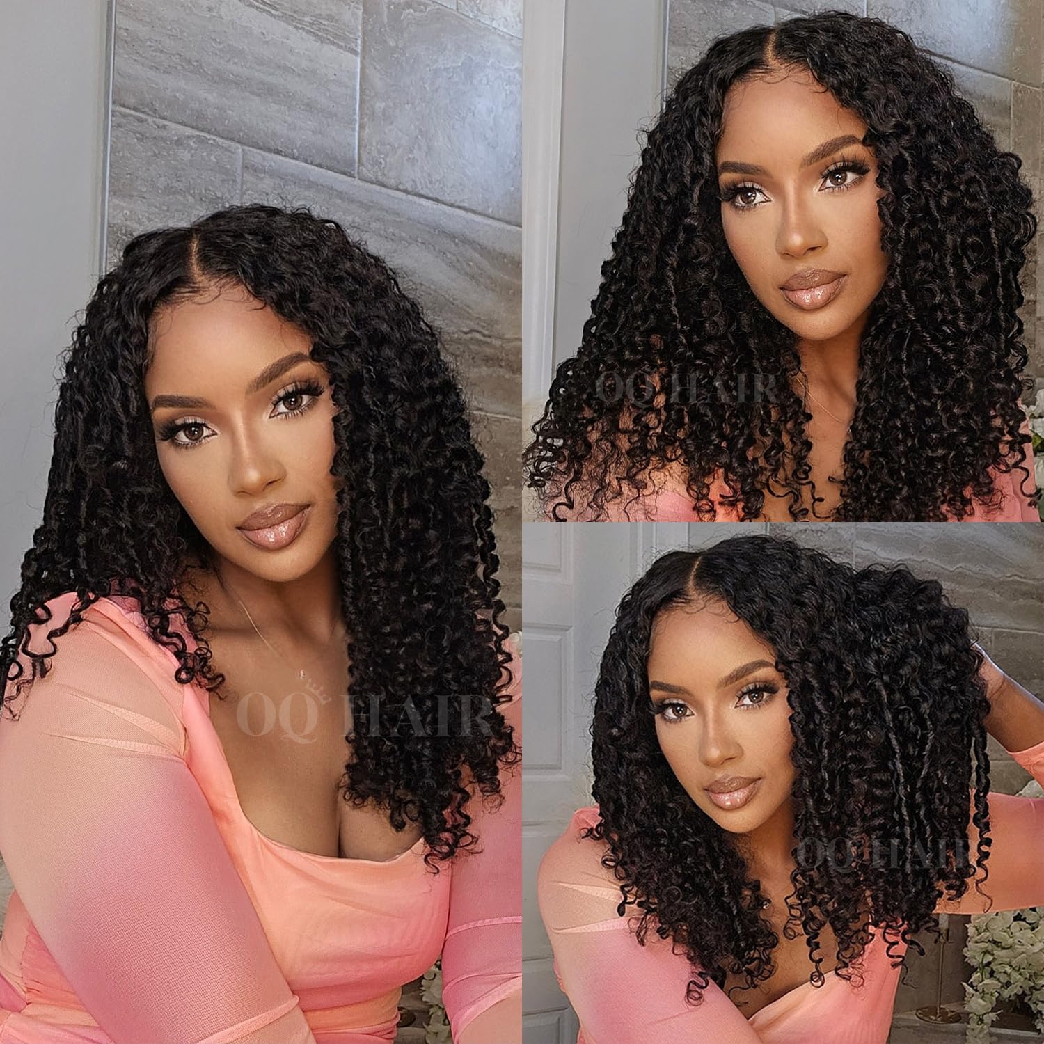 OQHair wig with pre-plucked lace detail for ready-to-wear natural hairline.