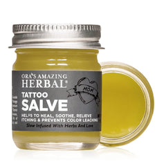 Ora's Tattoo Salve label highlights paraben-free formula for safer healing