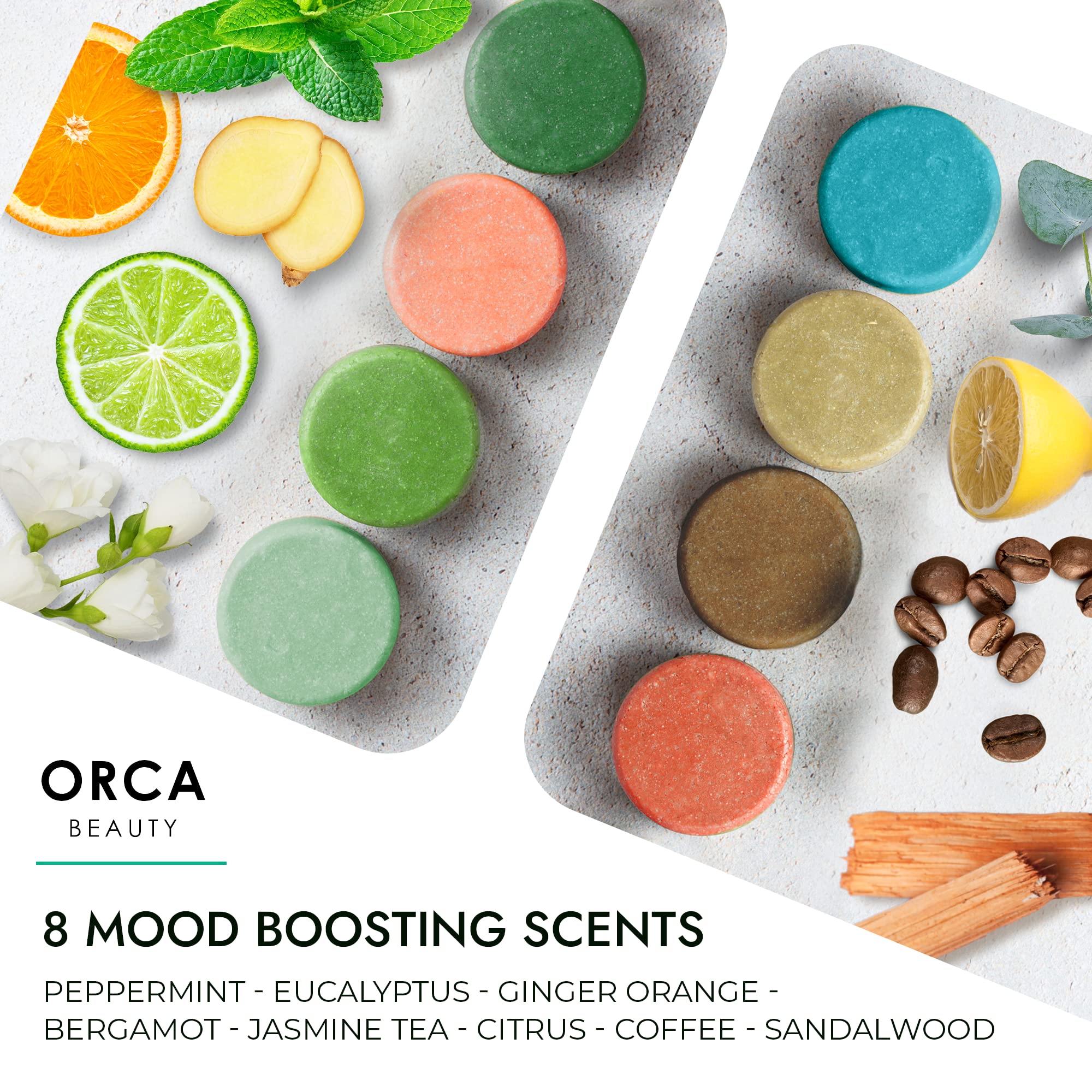 Orca Beauty jasmine tea steamers image, soothing aroma for a relaxing spa like shower