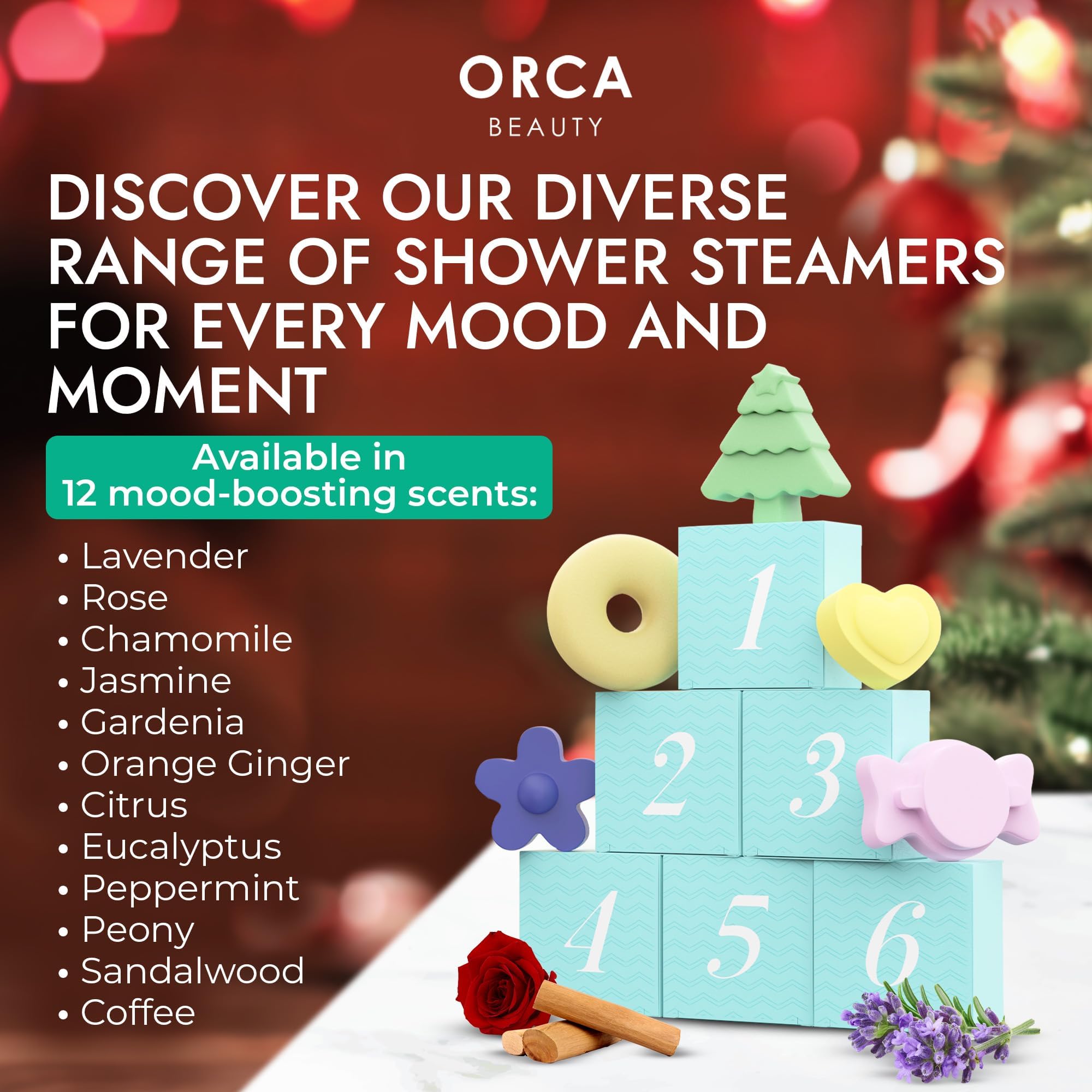 Orca Beauty Rose Sandalwood shower steamer blends romance and grounding for evening wind-down