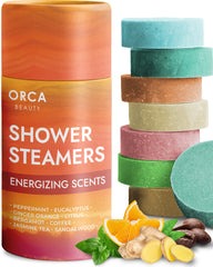 Orca Beauty shower steamers 8pc box set releases calming aromatherapy during morning showers