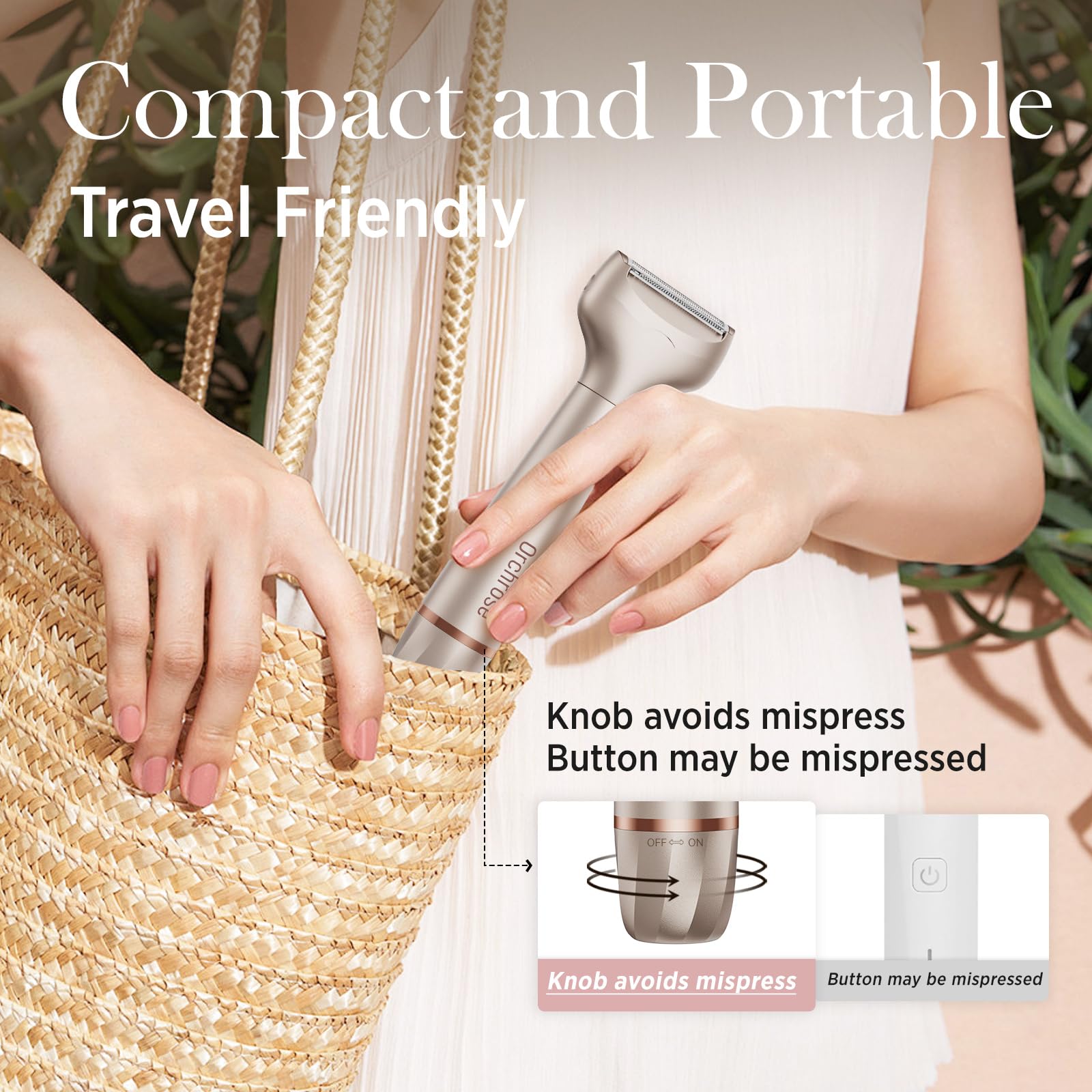 Orchrose travel-ready razor fits in a compact case for easy packing.