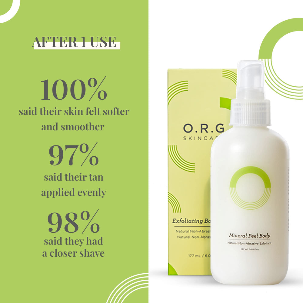 ORG Skincare body scrub in use during shower shows brightening and even texture.