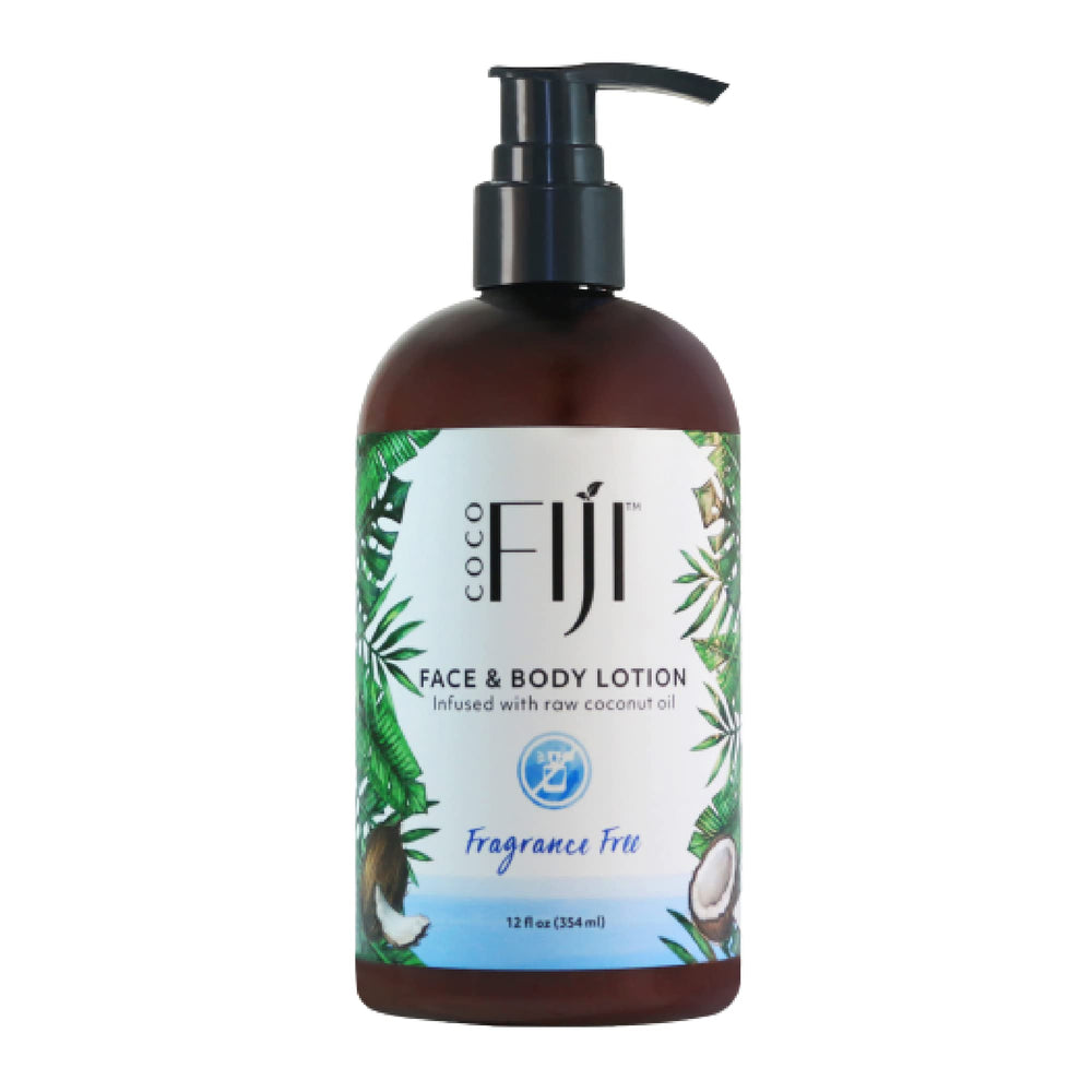 Coco Fiji face and body lotion bottle ready for daily hydration
